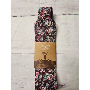 NEW THE BROTHERS AT OTAA DARK RED PINK MEN FLORAL NECK TIE